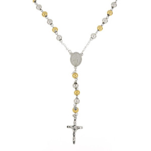 COLLANA "ROSARIO" CON CATENA CM 38+9 E ROSARIO 8 MM IN ACCIAIO