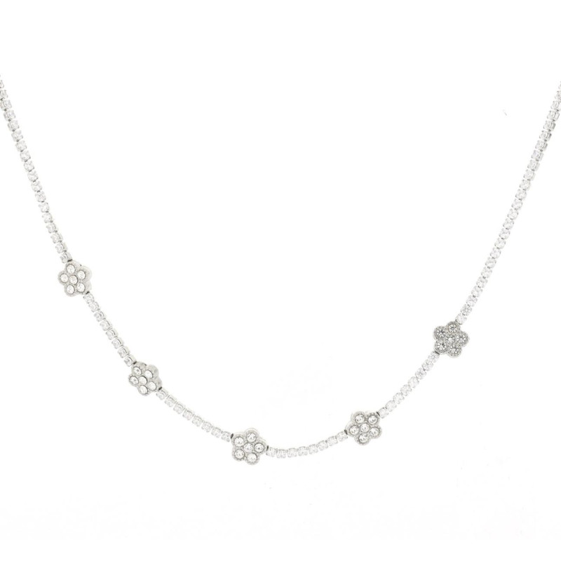 COLLANA CM 38+5 VALENCIA FIORE MM 8 IN ACCIAIO