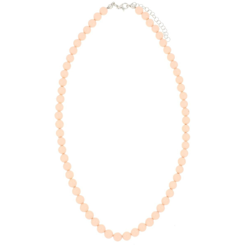 COLLANA CM 42+5 DI CORALLO ROSA 6 MM E ARGENTO 925