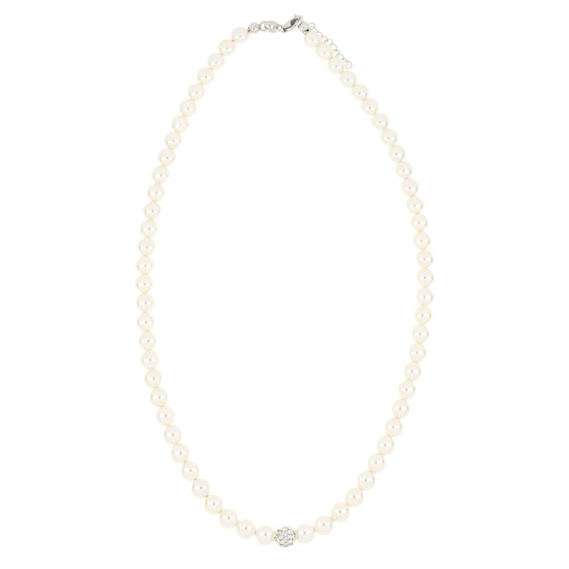 COLLANA CM 41+3 PERLA SWAROVSKI 6 MM E ARGENTO 925