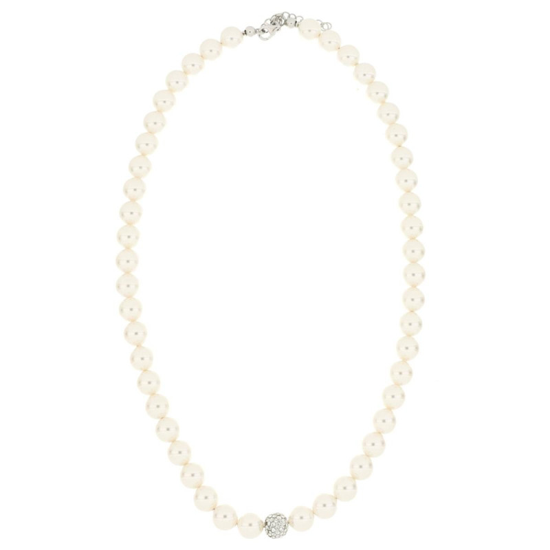 COLLANA CM 43+3 PERLA SWAROVSKI 8 MM E ARGENTO 925