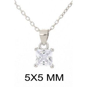 PENDENTE CON CATENA PUNTI LUCE QUADRATO IN ARGENTO 925