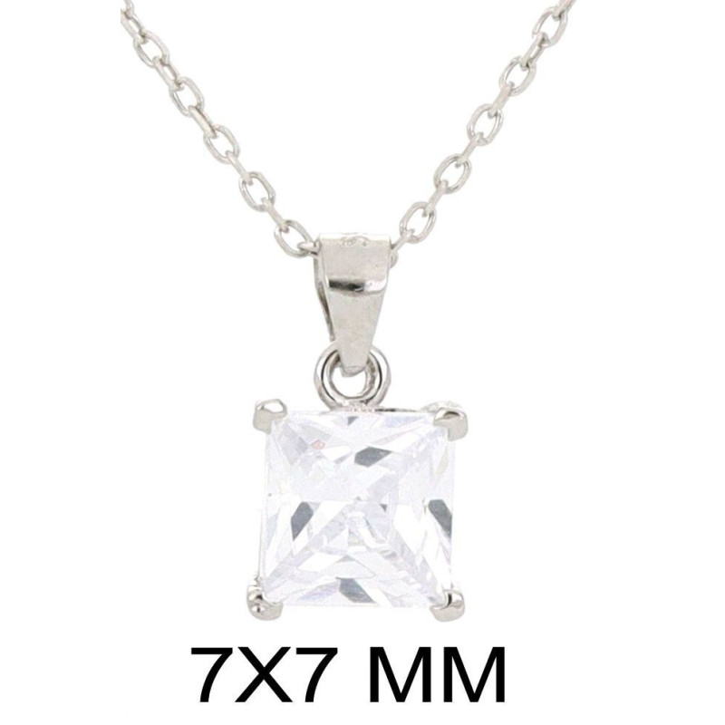 PENDENTE CON CATENA PUNTI LUCE QUADRATO IN ARGENTO 925
