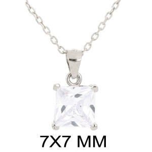 PENDENTE CON CATENA PUNTI LUCE QUADRATO IN ARGENTO 925