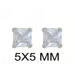 ORECCHINI PUNTI LUCE 5X5 QUADRATO IN ARGENTO 925