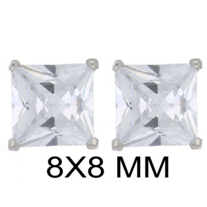 ORECCHINI PUNTI LUCE 8X8 QUADRATO IN ARGENTO 925
