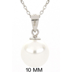 PENDENTE CON CATENA PERLA 10 MM IN ARGENTO 925