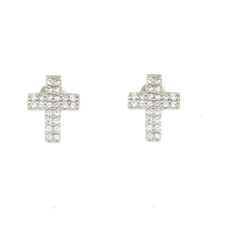 ORECCHINI MISTI CON CROCE IN ARGENTO 925