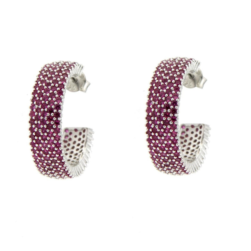 ORECCHINI BOCCOLE IN ARGENTO 925 RUBINO
