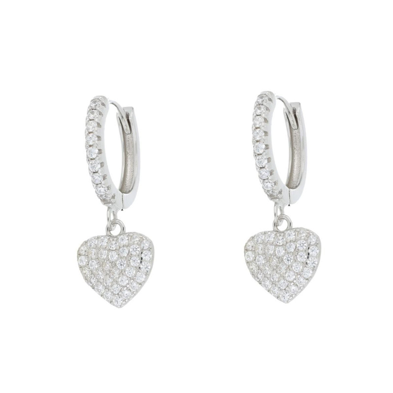 ORECCHINI BOCCOLE MM 12 IN ARGENTO 925 CUORE MM 8
