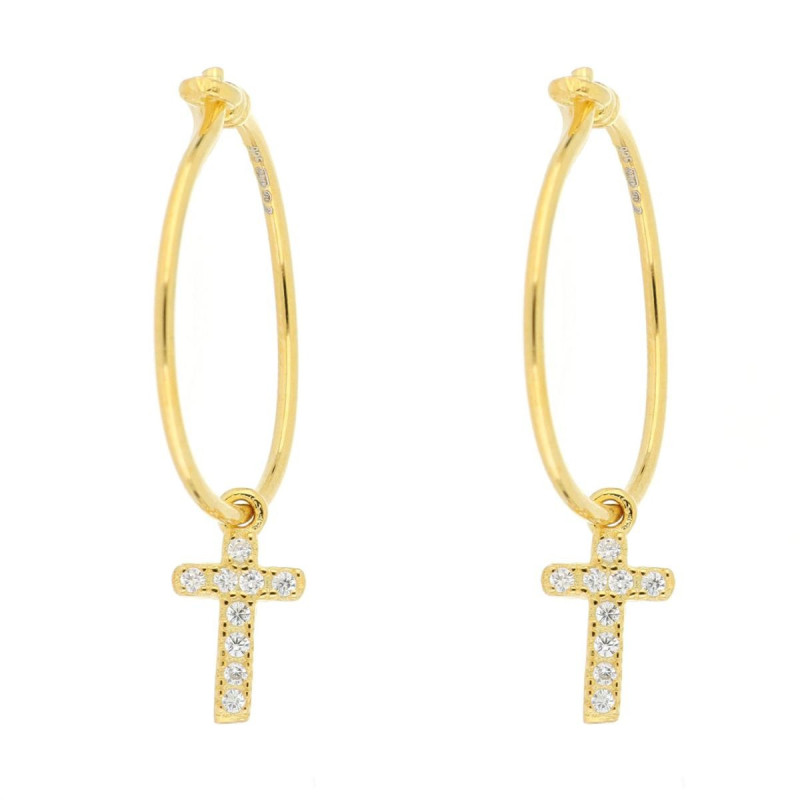 ORECCHINI MM 17 CROCI MM 10 IN ARGENTO 925
