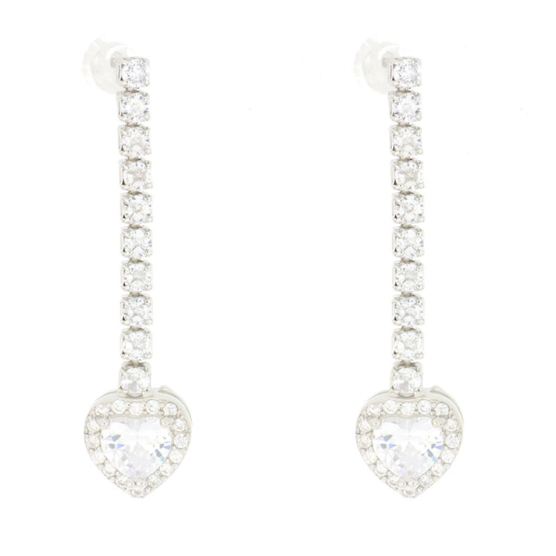 ORECCHINI CUPIDO MM 40 CON CUORE MM 8 IN ARGENTO 925