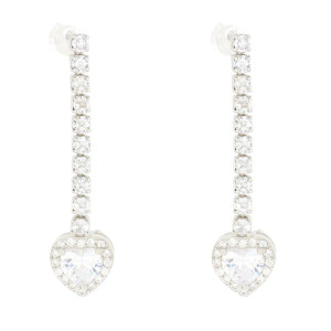 ORECCHINI CUPIDO MM 40 CON CUORE MM 8 IN ARGENTO 925