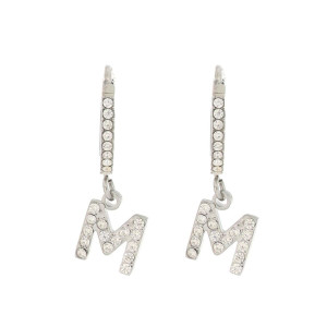 ORECCHINI A BOCCOLA CON LETTERA M IN ACCIAIO