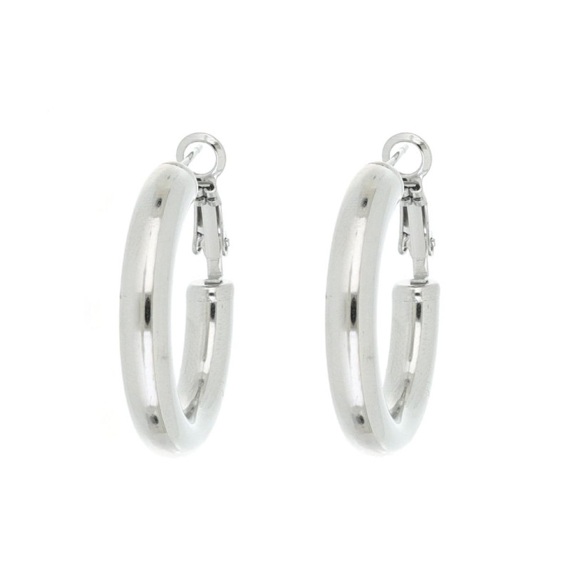 ORECCHINI CERCHIO IN ACCIAIO BIANCO 30MM