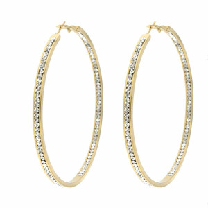 ORECCHINI CERCHIO MM 50 IN ACCIAIO DORATO CON ZIRCONI