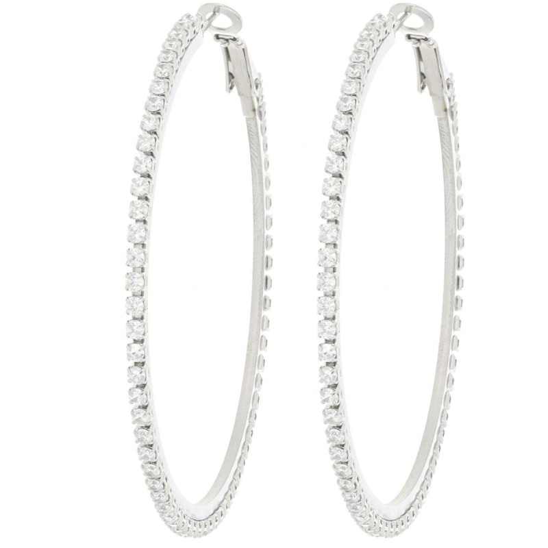 ORECCHINI CERCHIO ACCIAIO BIANCO 60MM