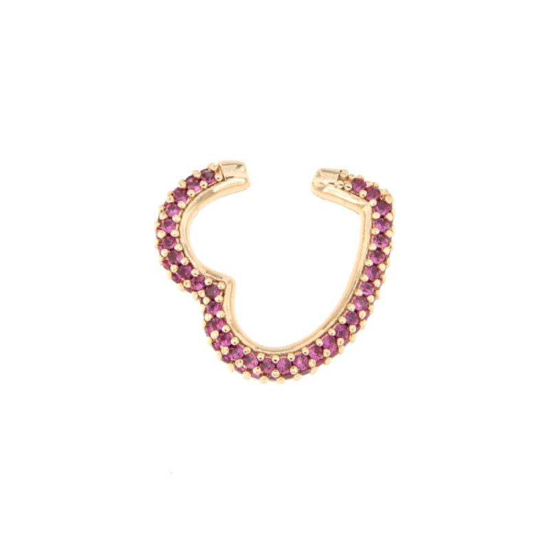 MONO ORECCHINO ERA EAR CUFF IN OTTONE DORATO CON ZIRCONI ROSSI
