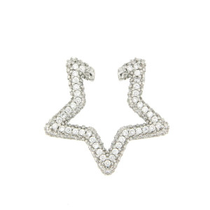 MONO ORECCHINO ERA EAR CUFF IN OTTONE BIANCO CON ZIRCONI BIANCHI