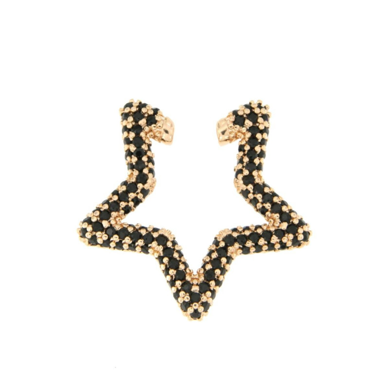 MONO ORECCHINO ERA EAR CUFF IN OTTONE DORATO CON ZIRCONI NERI