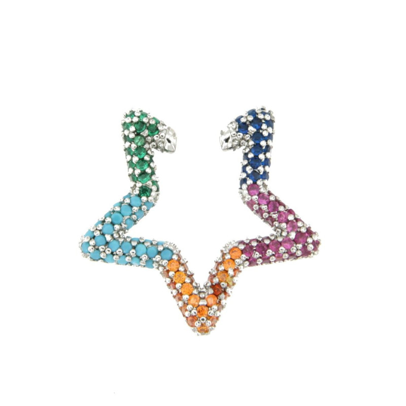 MONO ORECCHINO ERA EAR CUFF IN OTTONE BIANCHI CON ZIRCONI COLOR