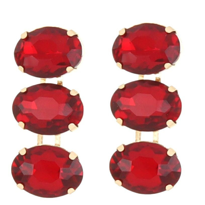 ORECCHINI GLAMOUR IN OTTONE OVALE ROSSO