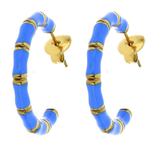ORECCHINO CERCHIO BLU 25MM IN ACCIAIO