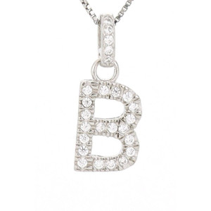 PENDENTE LETTERA B MM 14 IN ARGENTO ZIRCONATO + CAT