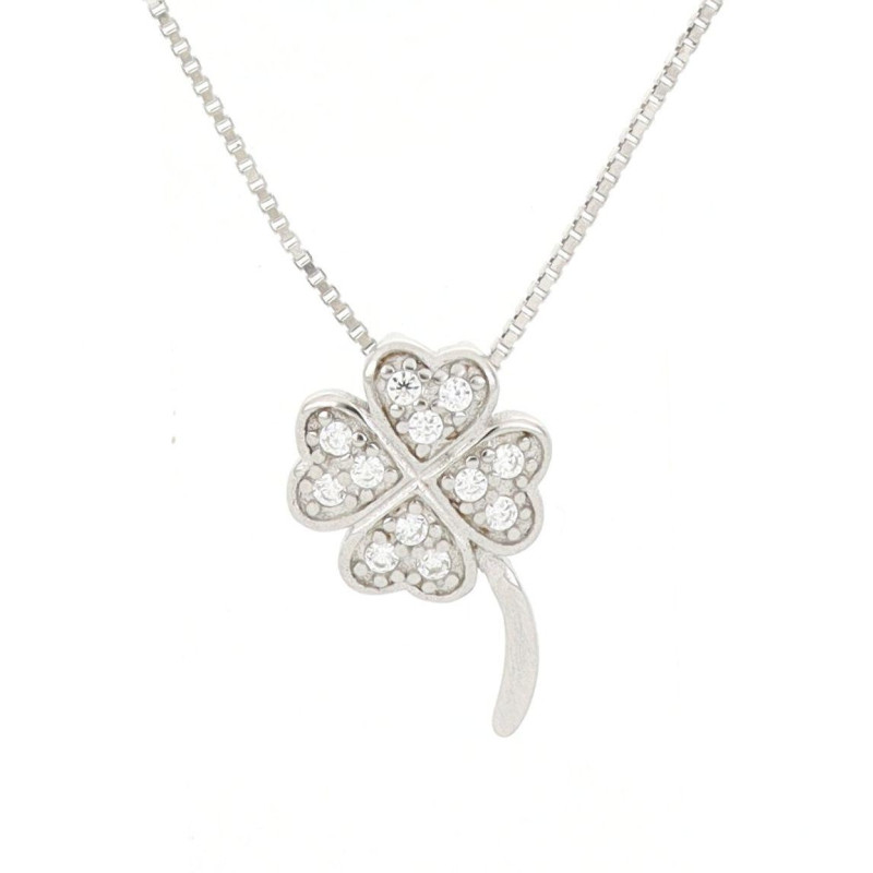 PENDENTE PORTAFORTUNA IN ARGENTO 925 QUADRIFOGLIO