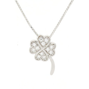PENDENTE PORTAFORTUNA IN ARGENTO 925 QUADRIFOGLIO