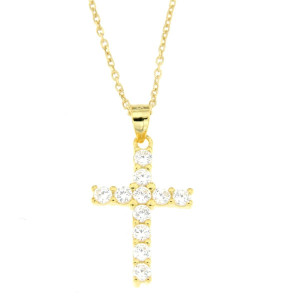 PENDENTE CROCE IN ARGENTO 925 DORATO