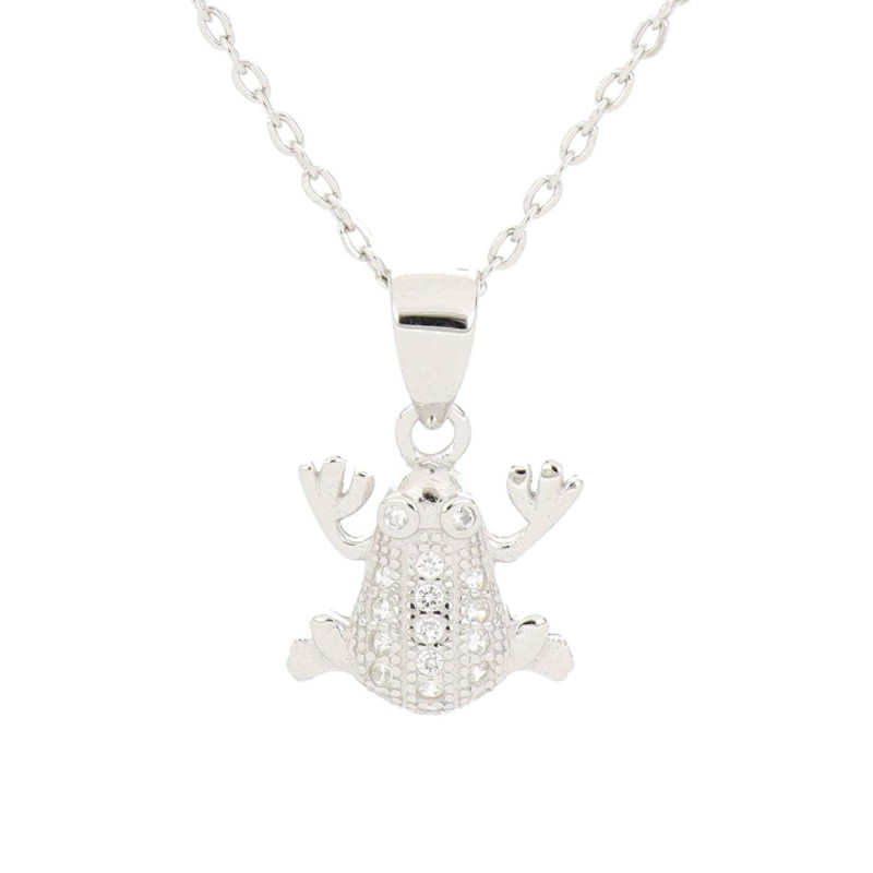 PENDENTE RANA MM 8 PORTAFORTUNA IN ARGENTO 925 ZIRCONATO
