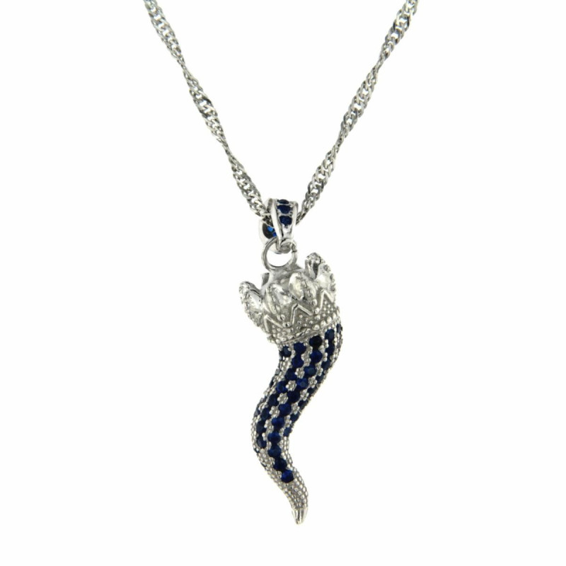 PENDENTE PORTAFORTUNA CORNO IN ARGENTO 925
