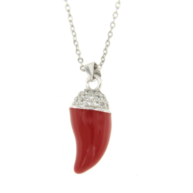 PENDENTE PORTAFORTUNA CORNO IN ARGENTO 925