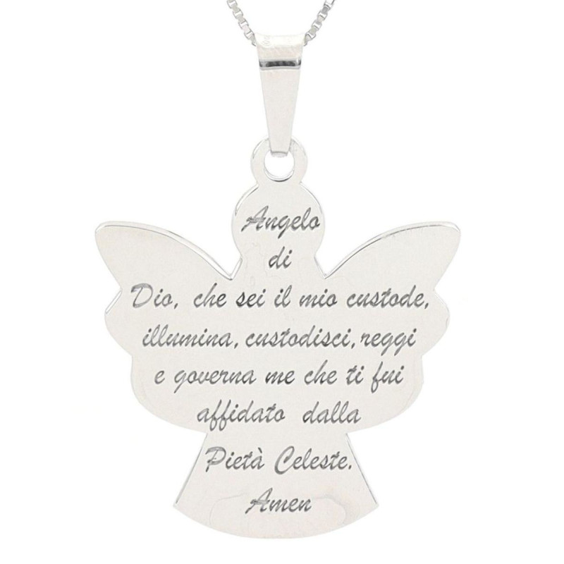 PENDENTE MM 27 ANGELI CON PREGHIERA IN ARGENTO 925
