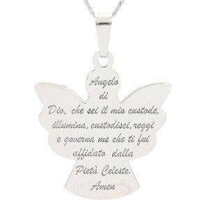 PENDENTE MM 27 ANGELI CON PREGHIERA IN ARGENTO 925
