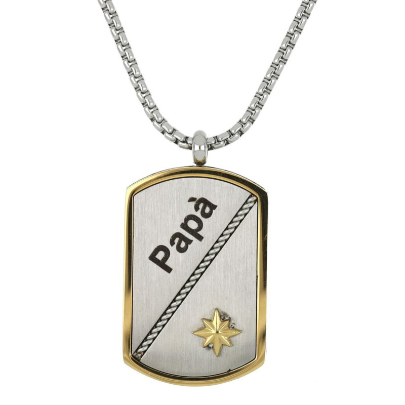 PENDENTE 30X19 UOMO IN ACCIAIO "PADRINO" CATENA 52 CM
