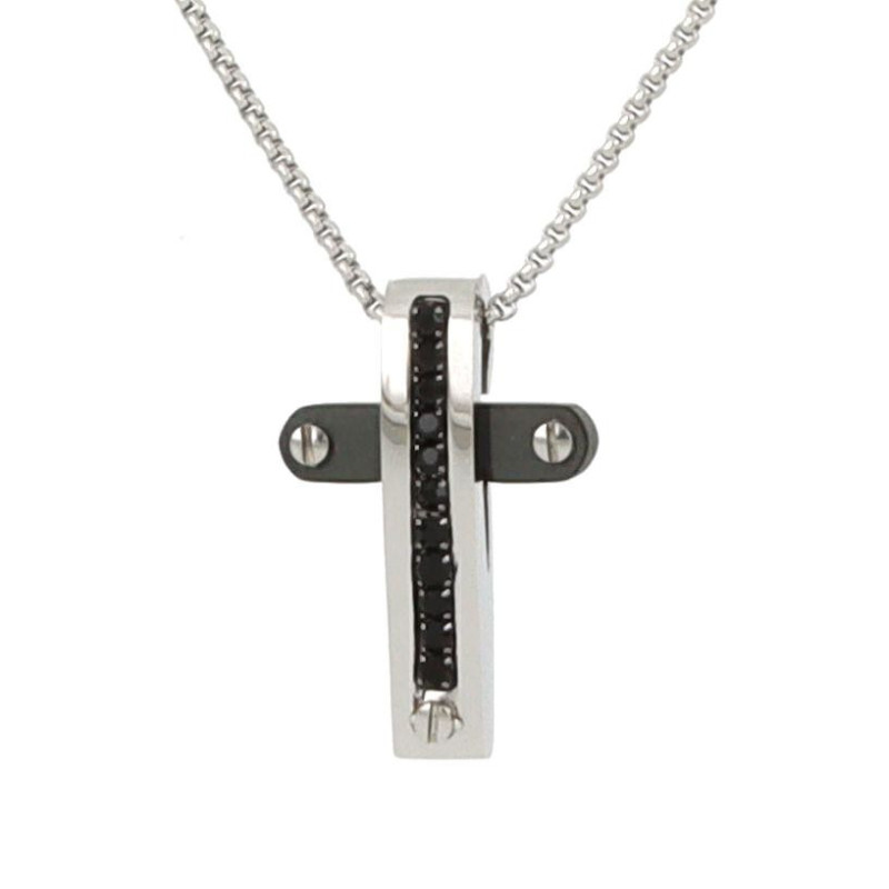 PENDENTE UOMO IN ACCIAIO CON CROCE