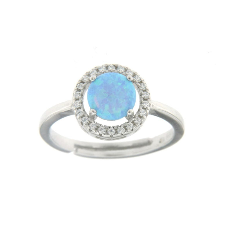 ANELLO ATENE CON PIETRA OPALE ROTONDO CELESTE IN ARGENTO 925