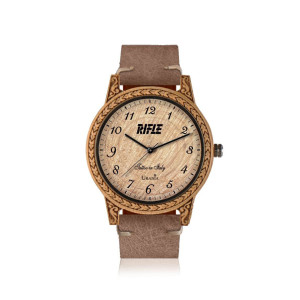OROLOGIO UOMO IN LEGNO CASSA BAMBOO INCISA CIN PELLE INVECCHIATA