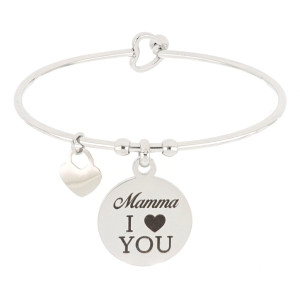 BRACCIALE "PENSIERO" IN ACCIAIO "MAMMA I LOVE YOU"