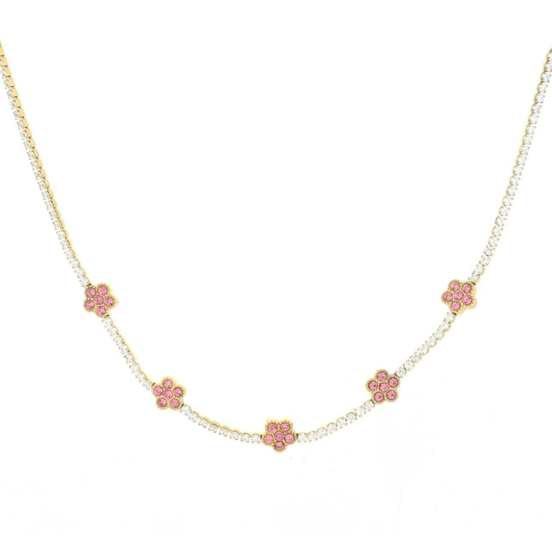 COLLANA CM 38+5 VALENCIA FIORE MM 8 IN ACCIAIO