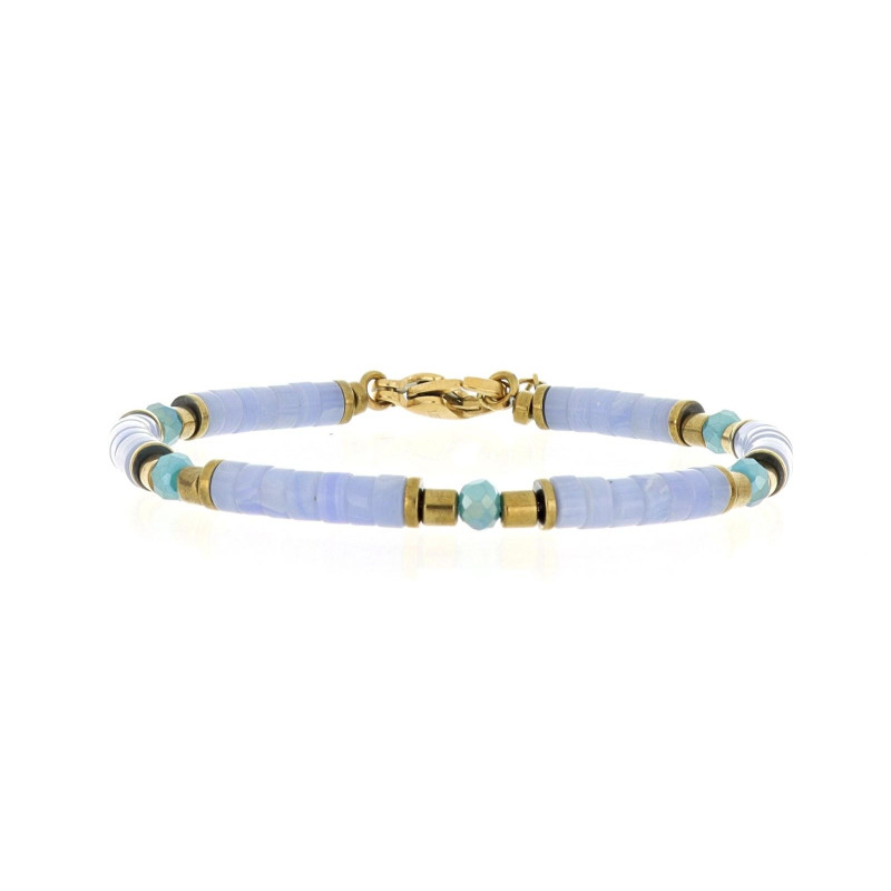 BRACCIALE UOMO IN PIETRA E ACCIAIO CM 19+3