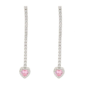 ORECCHINI CUPIDO MM 40 CON CUORE MM 8 IN ARGENTO 925