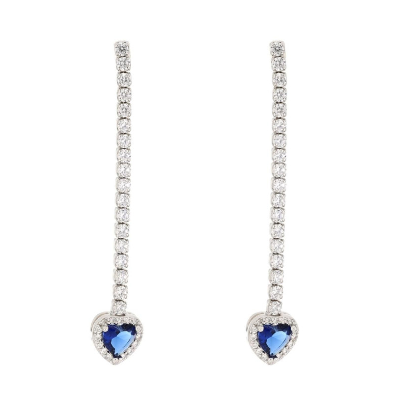 ORECCHINI CUPIDO MM 40 CON CUORE MM 8 IN ARGENTO 925