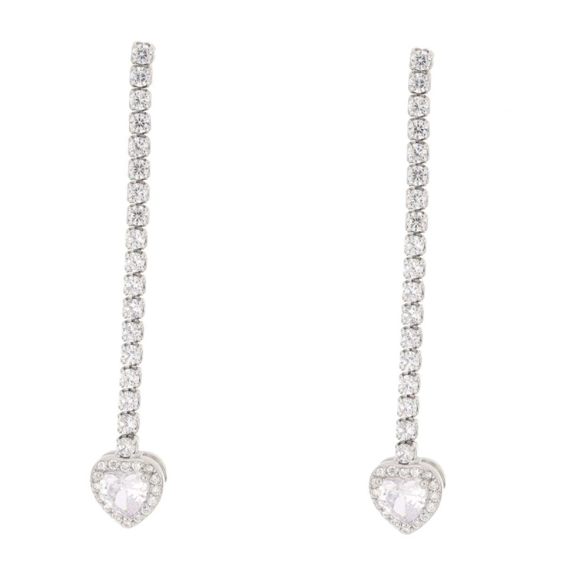 ORECCHINI CUPIDO MM 40 CON CUORE MM 8 IN ARGENTO 925