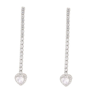 ORECCHINI CUPIDO MM 40 CON CUORE MM 8 IN ARGENTO 925