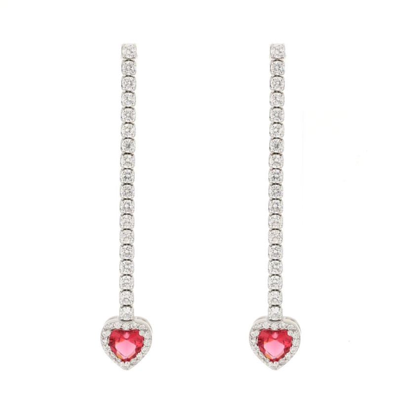 ORECCHINI CUPIDO MM 40 CON CUORE MM 8 IN ARGENTO 925