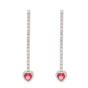 ORECCHINI CUPIDO MM 40 CON CUORE MM 8 IN ARGENTO 925
