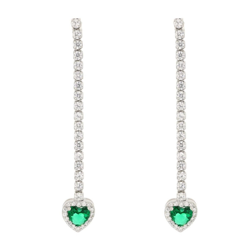 ORECCHINI CUPIDO MM 40 CON CUORE MM 8 IN ARGENTO 925